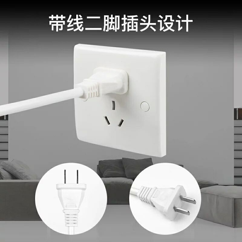 小型迷你可爱插板长线插座带开关5米8m拖线短可2脚插排插二项两孔 - 实物图