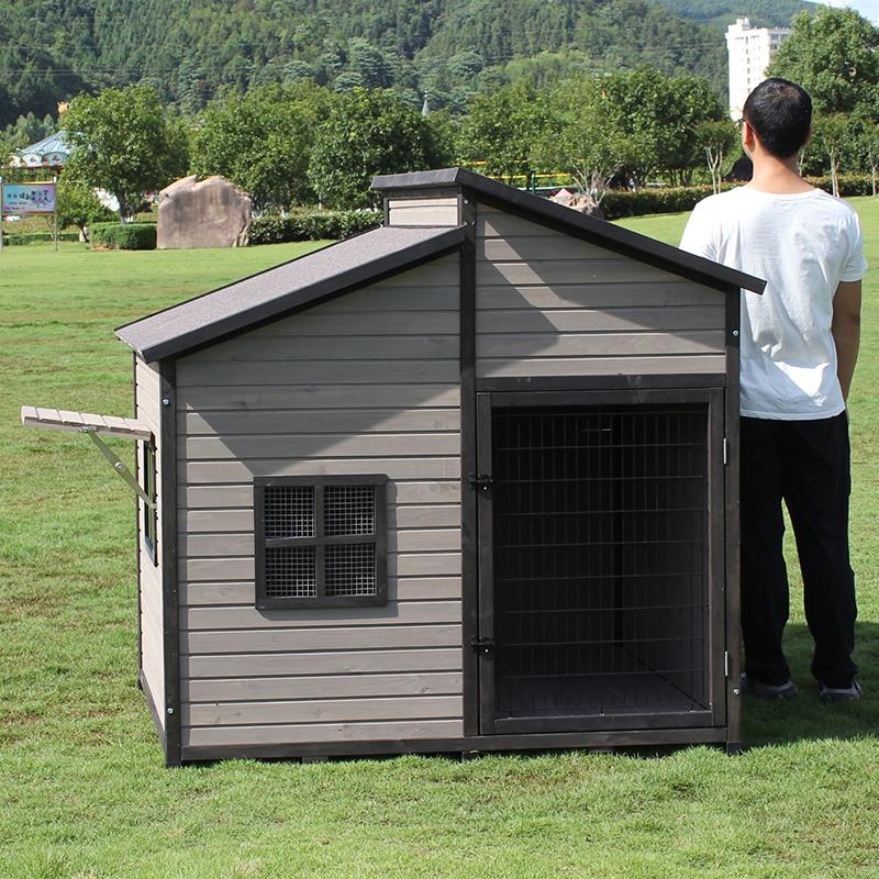 双顶室户外防腐实木狗屋狗窝犬舍防雨金毛狗笼狗房子别墅超大型犬