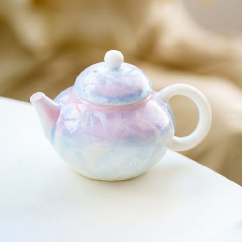 工厂极素渐变结晶釉茶壶陶瓷小号茶水壶轻奢泡茶专用茶水分离单壶