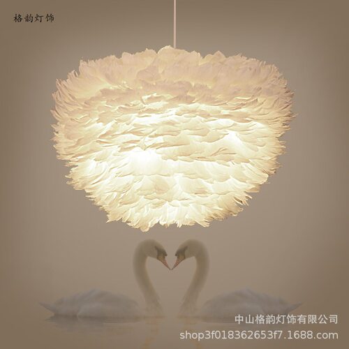 北欧后现代羽毛吊灯卧室浪漫