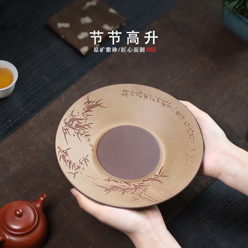 紫砂壶承干泡台手工家用养壶盘茶壶底座壶托 养壶垫小茶盘