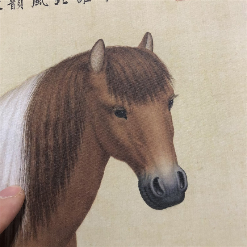 清 郎世宁 十骏图 仿古动物字画高清艺术微喷临摹长卷装饰画装裱