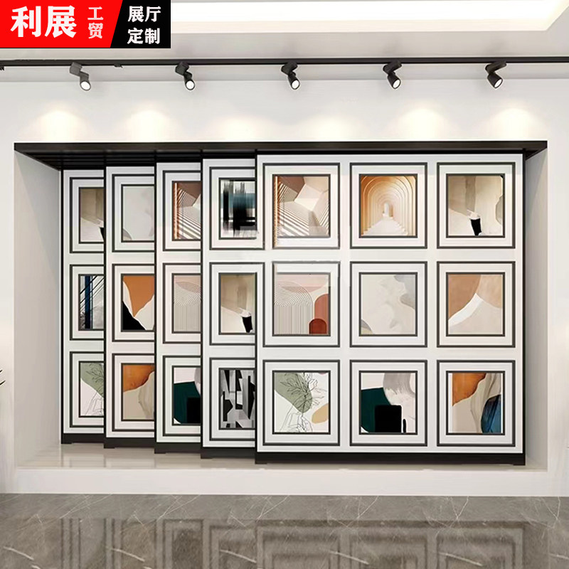 装饰画样品展示架推拉柜国画油画相框展架多功能调节平推拉立式新