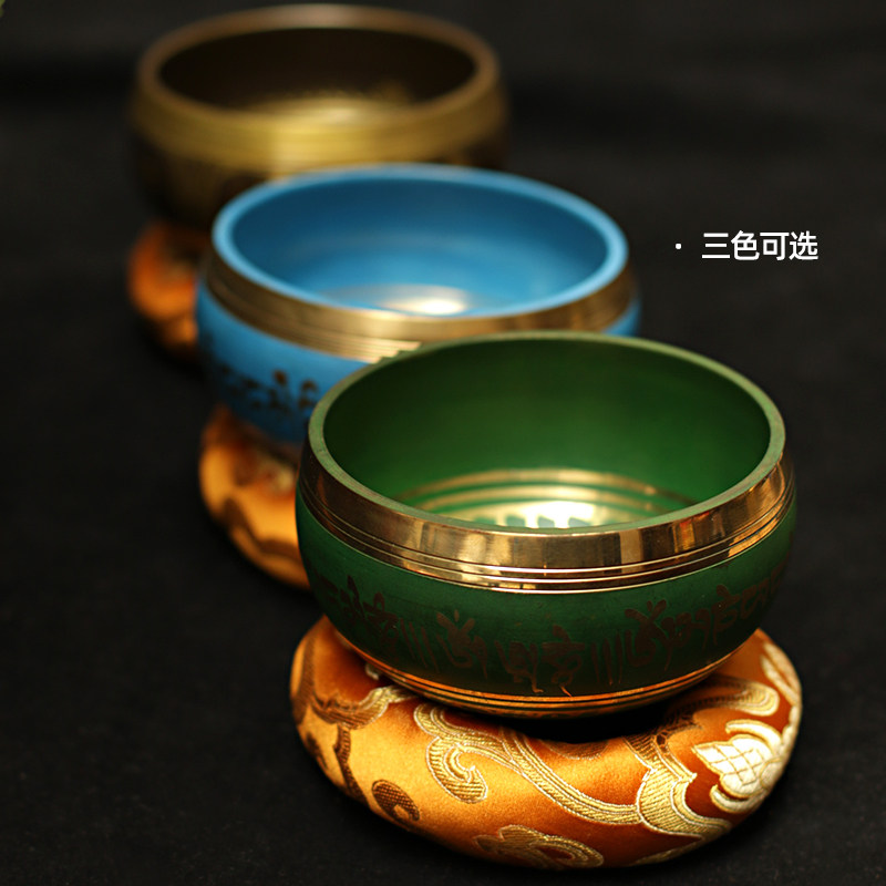 尼泊尔颂钵手工西藏佛音碗瑜伽冥想静心梵音钵铜罄法器摆件铜钵盂