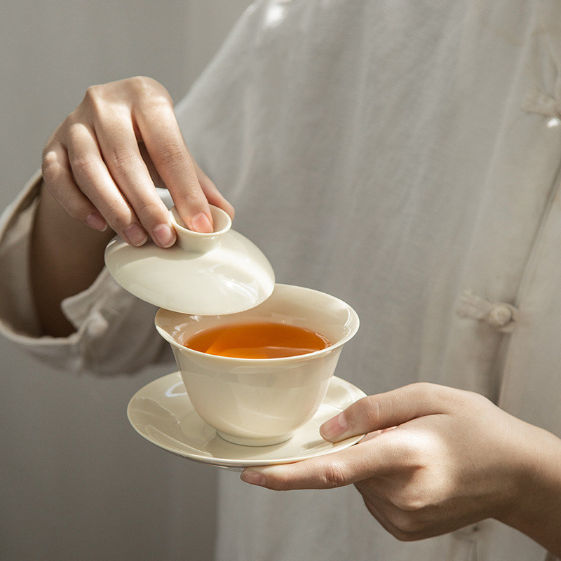 草木灰日式陶瓷功夫茶杯茶具套装家用客厅简约办公室会客泡茶盖碗