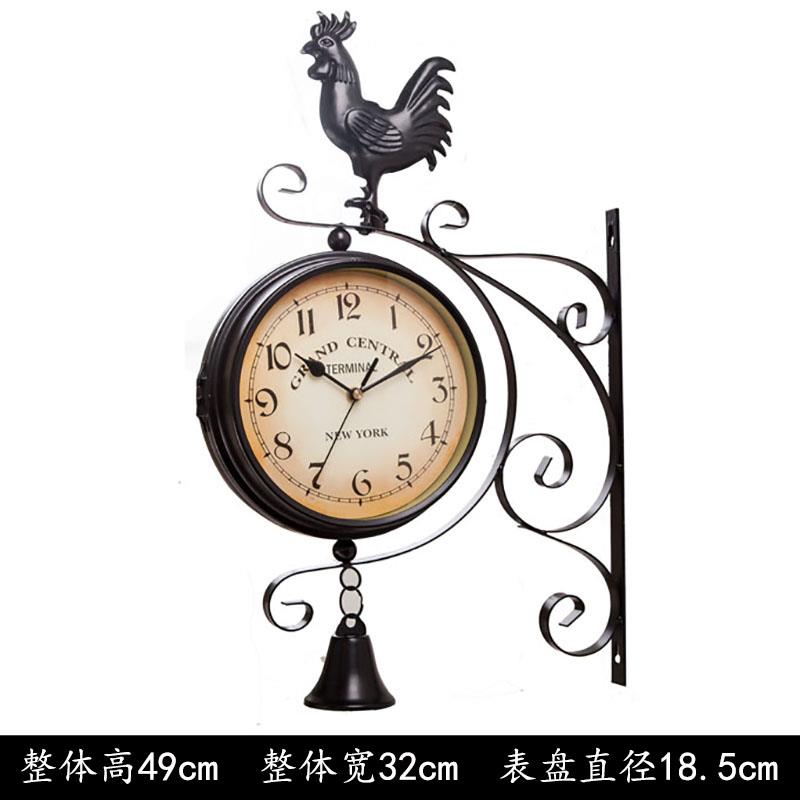 欧式复古双面挂钟时尚客厅双面钟表挂钟客厅大号纯铁艺美式挂钟