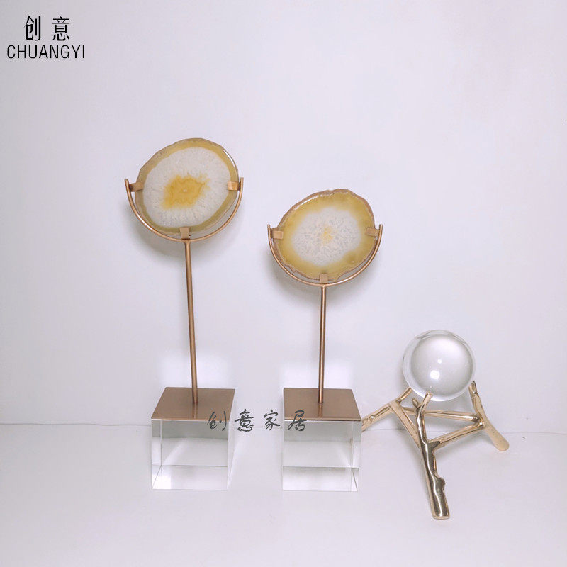 轻奢创意北欧欧式玛瑙片家居客厅桌面房间办公室软装饰品原石摆件