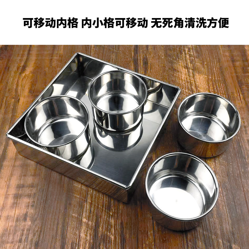 不锈钢圆形调味盒商用厨房佐料收纳罐组合套装家用带盖配料盅盐缸