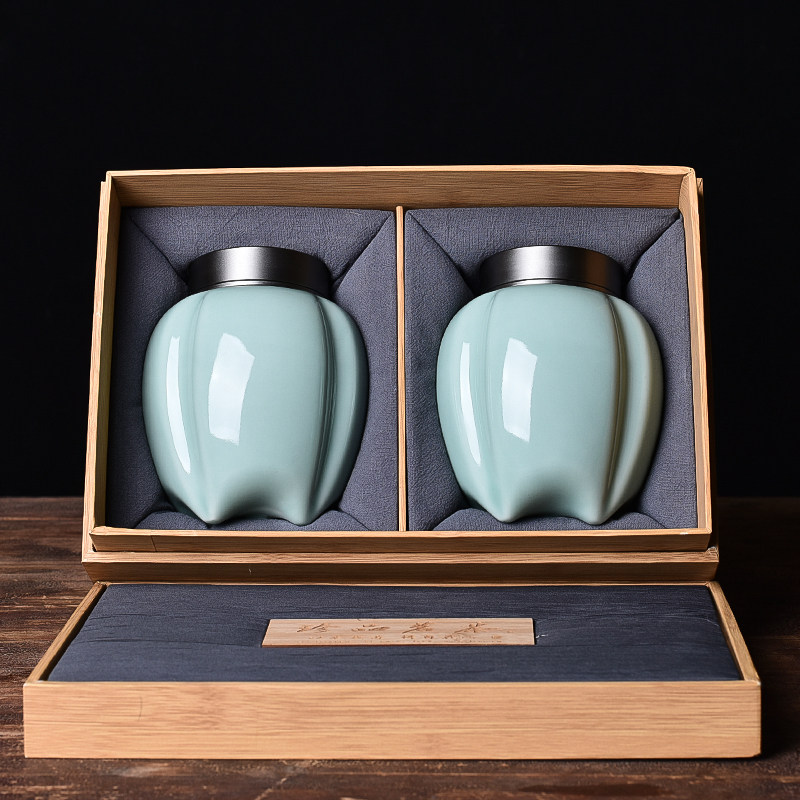 青瓷陶瓷罐茶具家用茶叶包装密封储存茶叶罐茶仓茶叶包装礼盒定制
