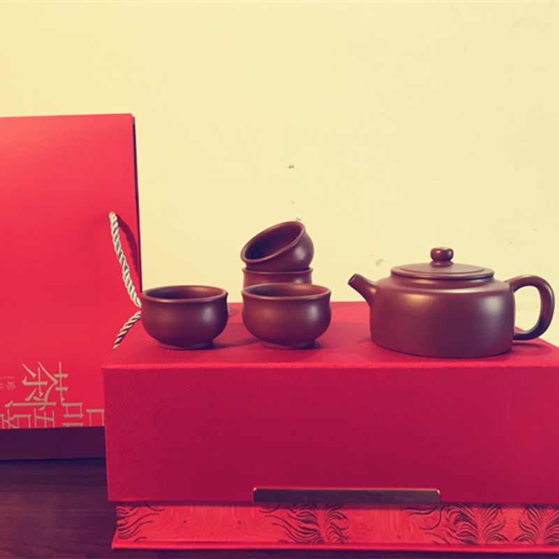 宜兴紫砂壶原矿大红袍德钟纯全手工小品泡茶壶家用套装茶具150cc