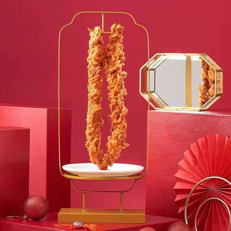 火锅餐具鹅肠鸭肠架子酒店餐厅特色个性网红盘龙酥肉创意铁架摆盘