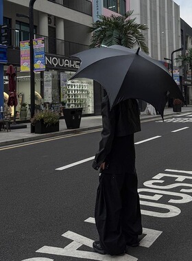 哥特长柄伞晴雨两用亚文化暗黑系雨伞女自动太阳伞黑胶防晒