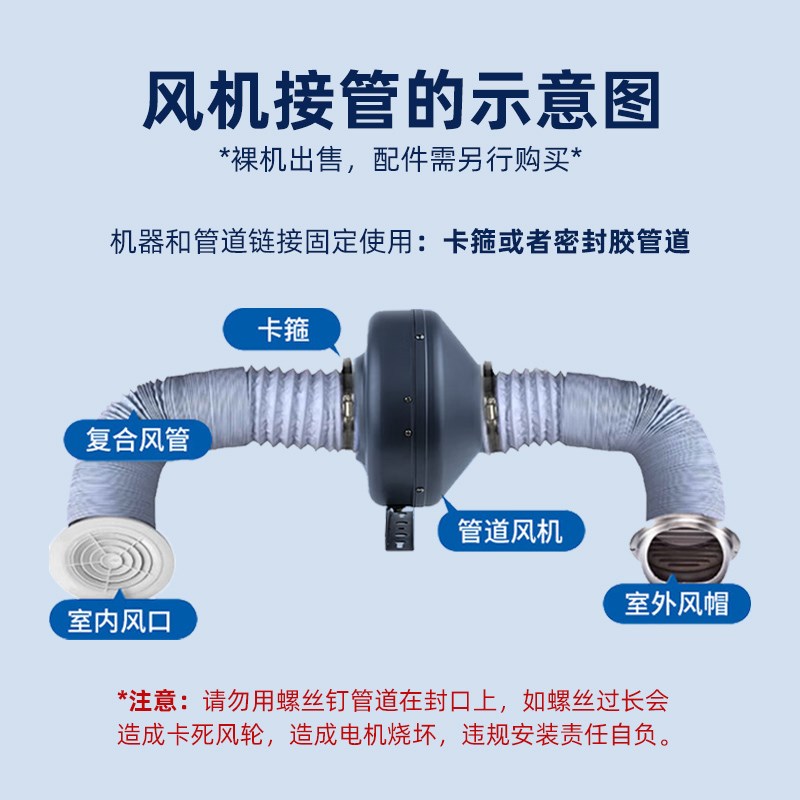 南洋 圆形金属强力管道轴流风机外转子电机 高速管道增压排风机