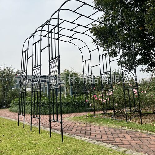 阳台攀爬架拱门爬藤架包塑花园爬藤支架植物月季粗拱形花架花卉