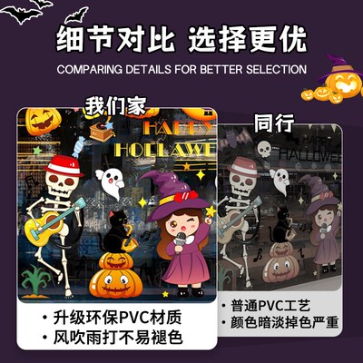 万圣节布置道具静电免胶窗户玻璃贴纸南瓜墙面装饰品鬼屋氛围场景