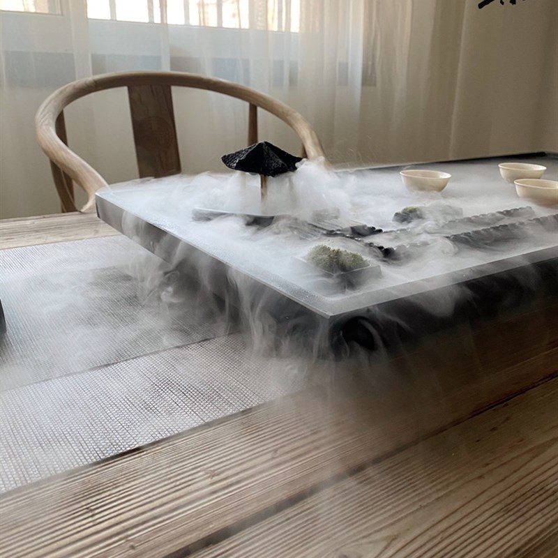 手工山水画雕刻创意乌金石家用茶盘石头茶台石材茶海整块排水托盘