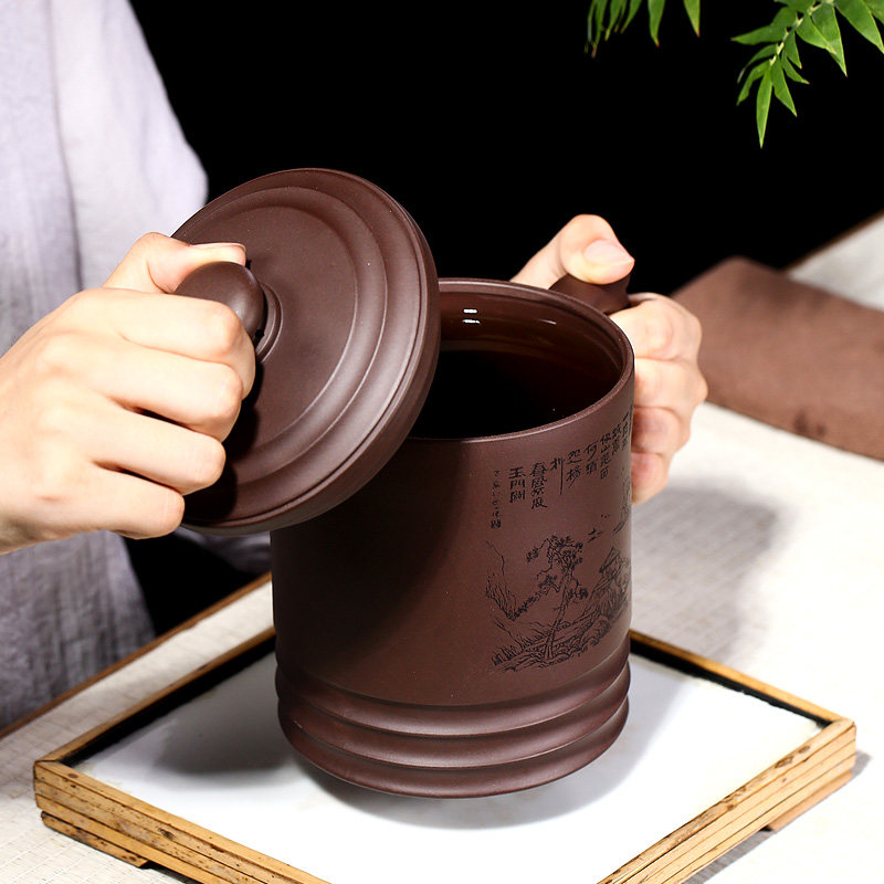 宜兴紫砂杯纯手工大号特大超大容量男士带盖泡茶喝水杯个人专用杯