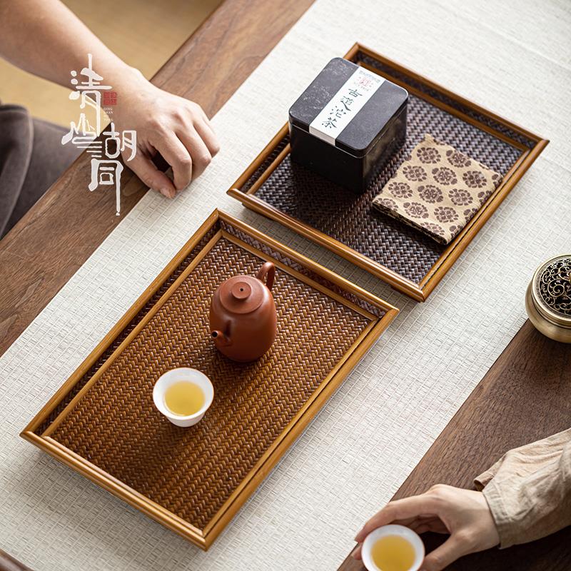 竹制席面茶点盘手工竹编点心盘功夫茶具茶托茶台干泡托盘茶配收纳
