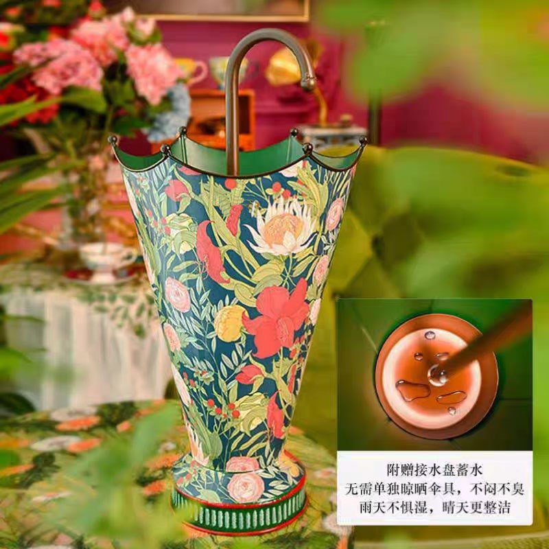 #复古创意雨伞收纳桶入户门高颜值家用客厅收纳花伞架子沥水收纳图片
