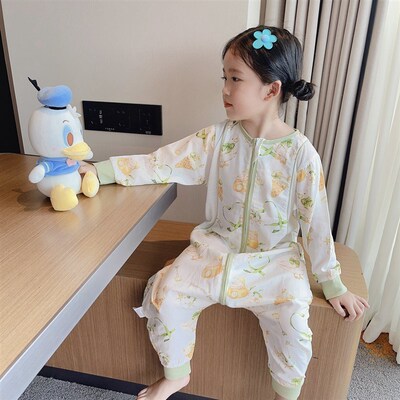 竹棉睡袋婴儿夏季儿童空调宝宝纱布春秋防踢被子神器夏天睡衣女童