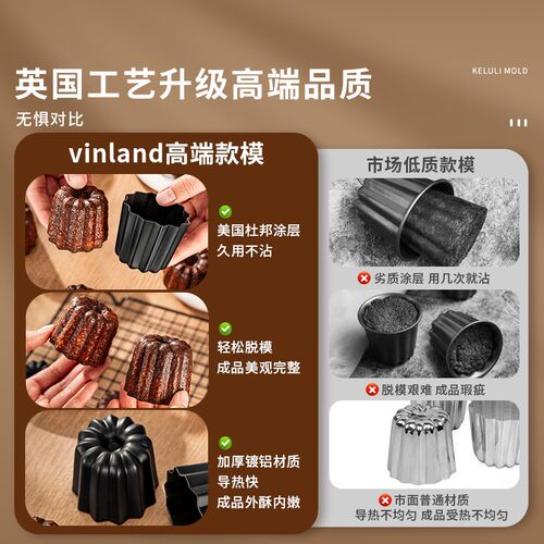 英国可露丽模具烘焙不沾蛋糕模易脱模烤盘烤箱可丽露磨具商用工具