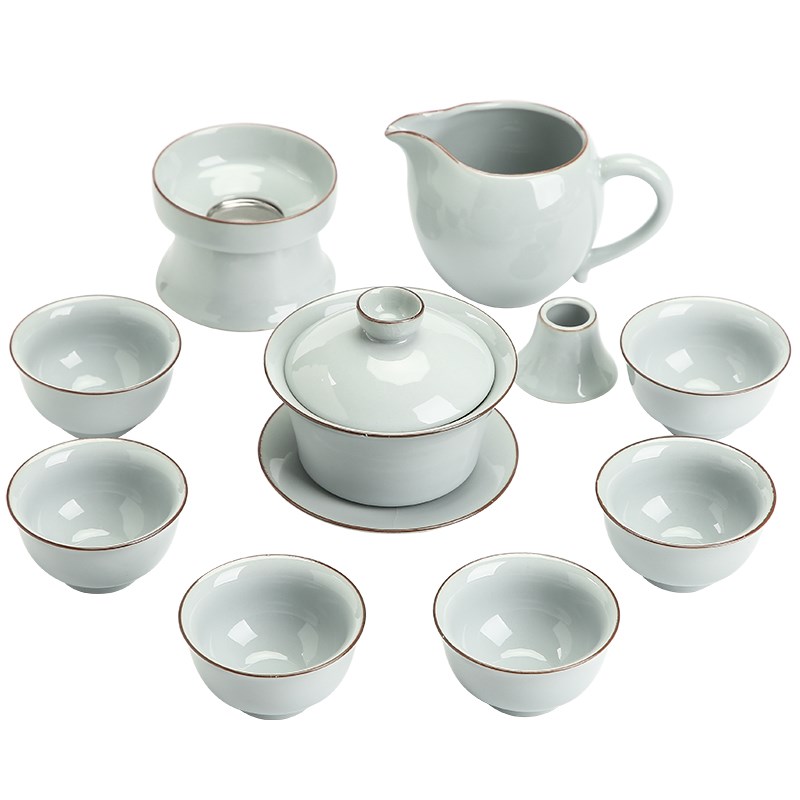 记今朝德化瓷器功夫茶具组 官窑月白套组 送礼推荐高级茶具