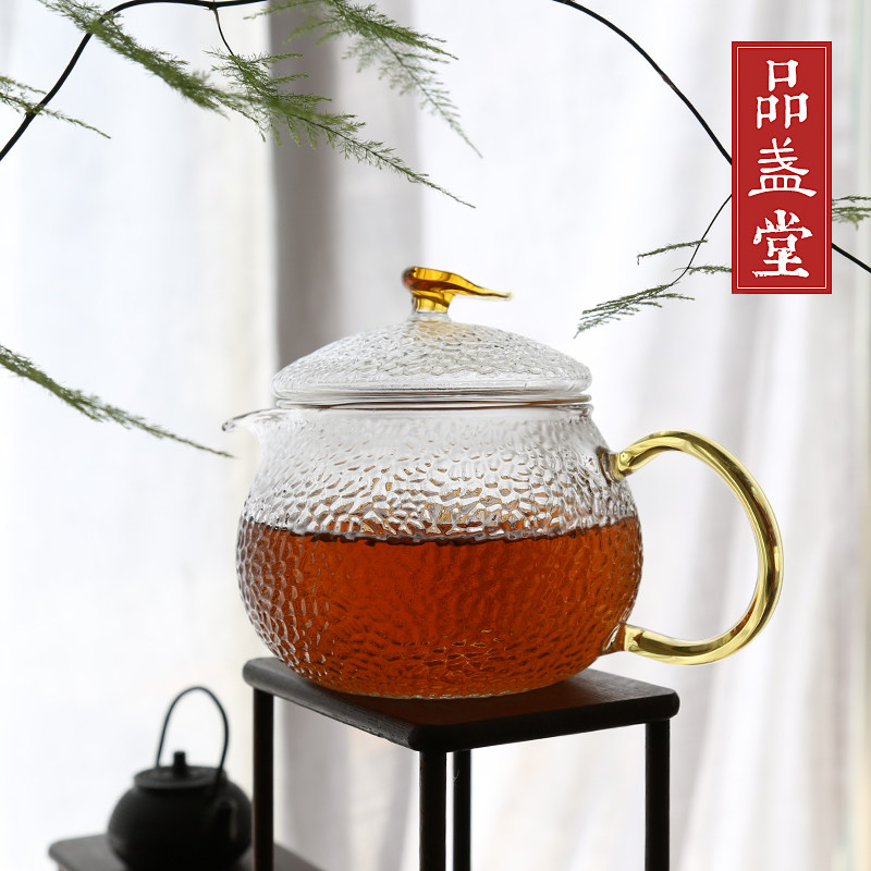 锤纹煮茶壶烧水壶三件式泡茶壶挑嘴壶茶具带把茶杯带盖过滤水杯子