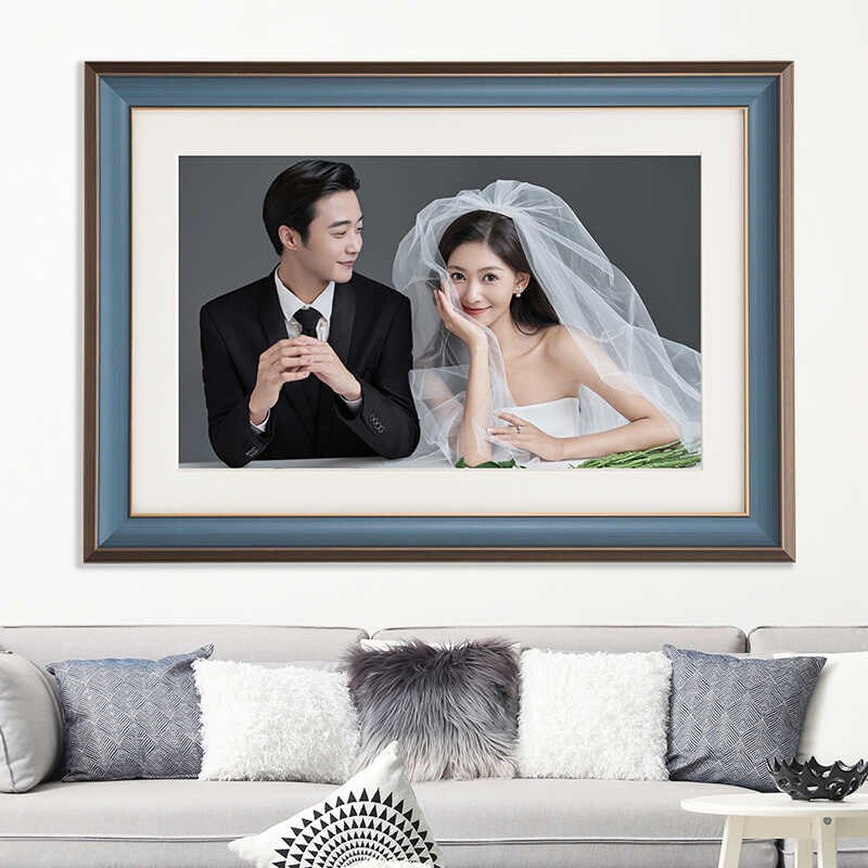 婚纱照相框挂墙定制放大结婚照洗相片全家福大尺寸打印油画布制作