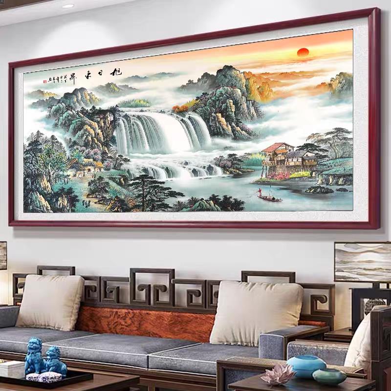 旭日东升十字绣2025新款线绣客厅大幅家用山水风景画自己绣手工绣
