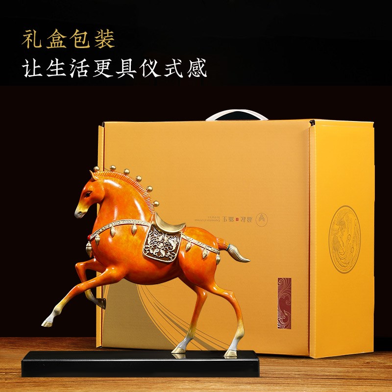 铜马摆件招财唐马老板办公室桌面客厅玄关装饰品公司乔迁开业礼品