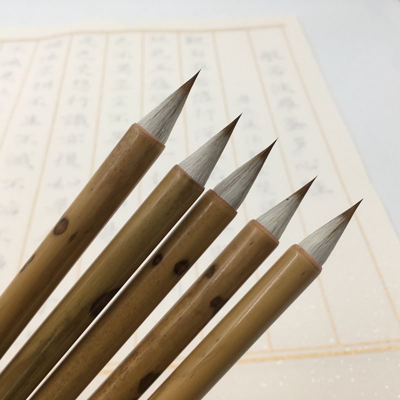 兼毫小楷毛笔抄经笔仿古法制作鸡距笔短锋蒜头笔雀头行楷书法