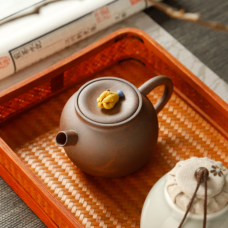 老岩泥佛手手抓壶便携泡茶壶一壶两杯中式复古冲泡壶茶杯泡茶专用