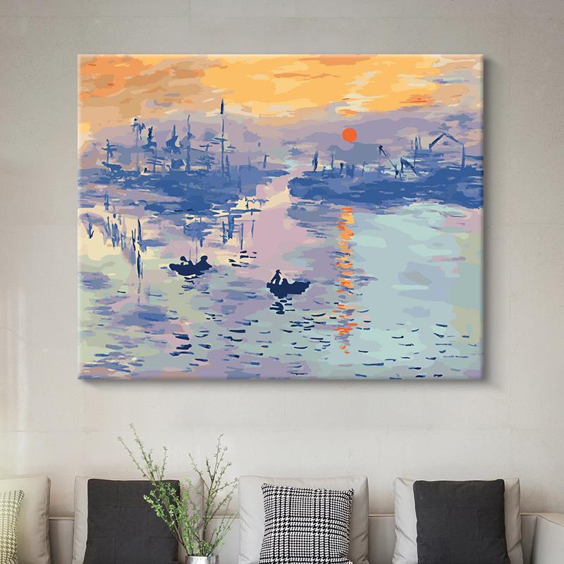 数字油画风景丙烯画diy手绘莫奈梵高填色绘画油彩画手工画成人