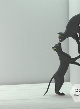 创意摆件雕塑工艺艺术品几何动物猫立体3d设计师招财猫装饰