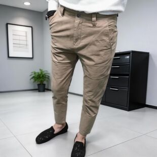 纯色休闲裤男2026春夏韩版简约修身小直筒潮流百搭工装裤爆款九分