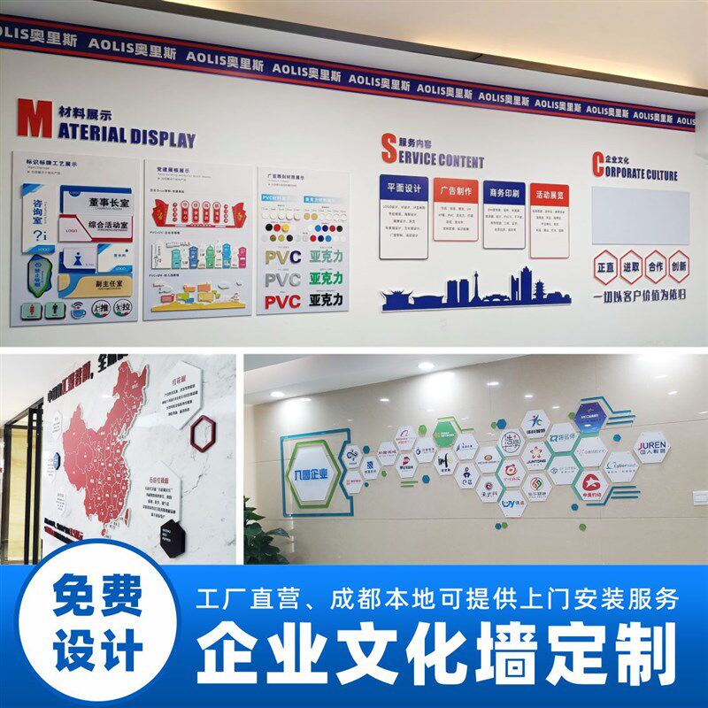 公司企业文化墙定制发展历程员工励志风采照片展示3D立体背景墙贴