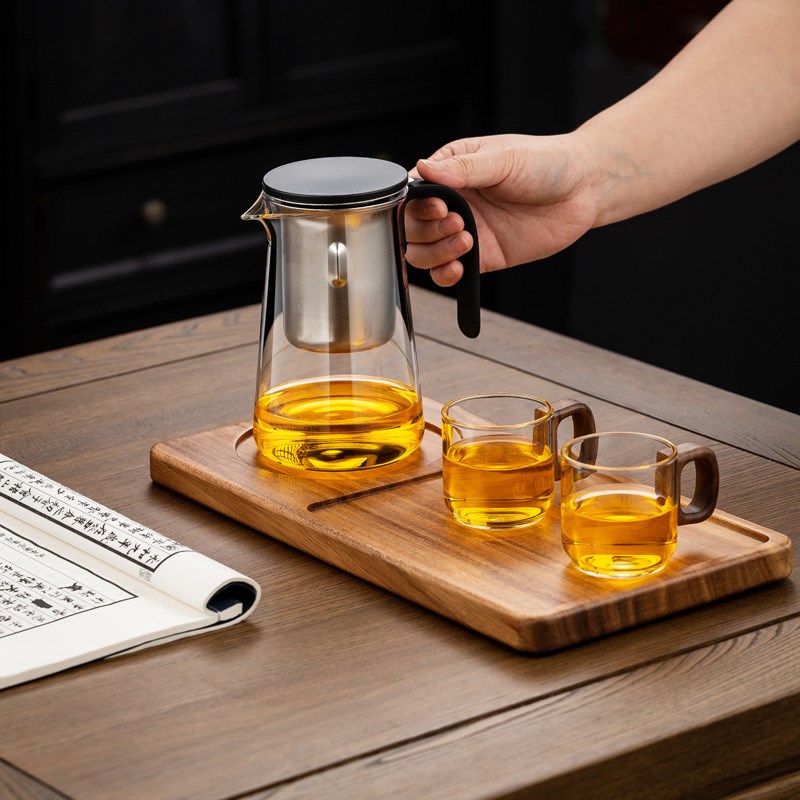 适放飘逸杯泡茶壶加厚耐热玻璃茶具按压茶水分离泡茶壶分茶器
