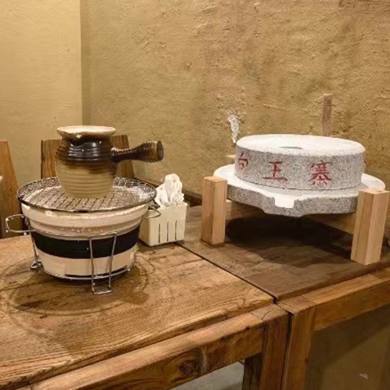 石磨 家用小型磨盘幼儿园豆浆豆腐手推青麻石磨磨浆机石墨手摇磨