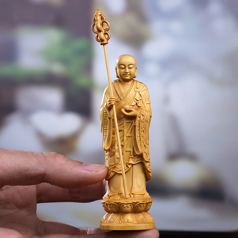 黄杨木雕道明闵公地藏王菩萨护法尊者佛像家居供奉木质摆件手把件
