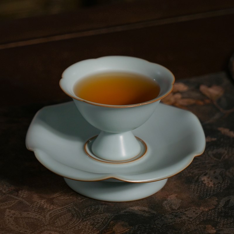 汝窑盏杯主人杯茶杯陶瓷茶盏景德镇汝瓷茶器复古手工礼盒装顾盼杯