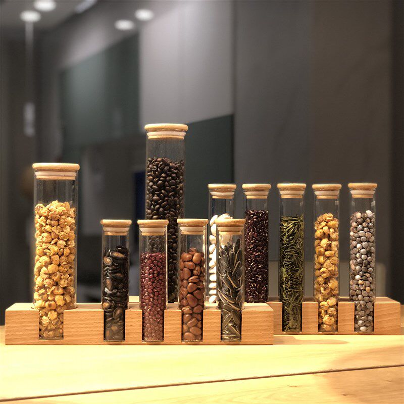 生豆熟豆展示架 创意试管底座咖啡厅展示架茶叶陈列支架定制