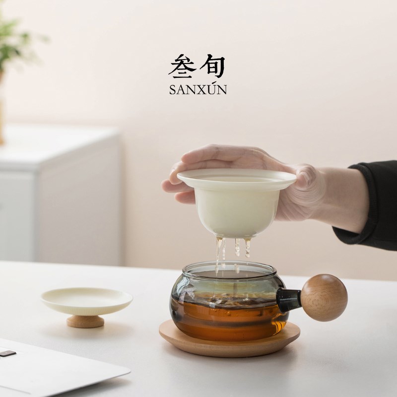 叁旬星璇茶咖茶水分离办公室玻璃泡茶杯个人专用茶杯高颜值咖啡杯