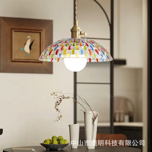 美式复古玄关过道灯中古轻奢阳台走廊玻璃吸顶灯小卧室儿童房小灯