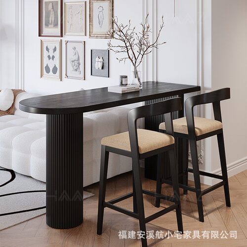 实木沙发边吧台桌客厅隔断长条桌轻奢高级感小户型家用阳台高脚桌