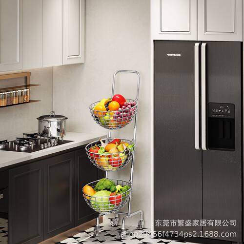 斜口蔬菜置物架厨房收纳筐落地多层储物水果零食多功能小推车工厂
