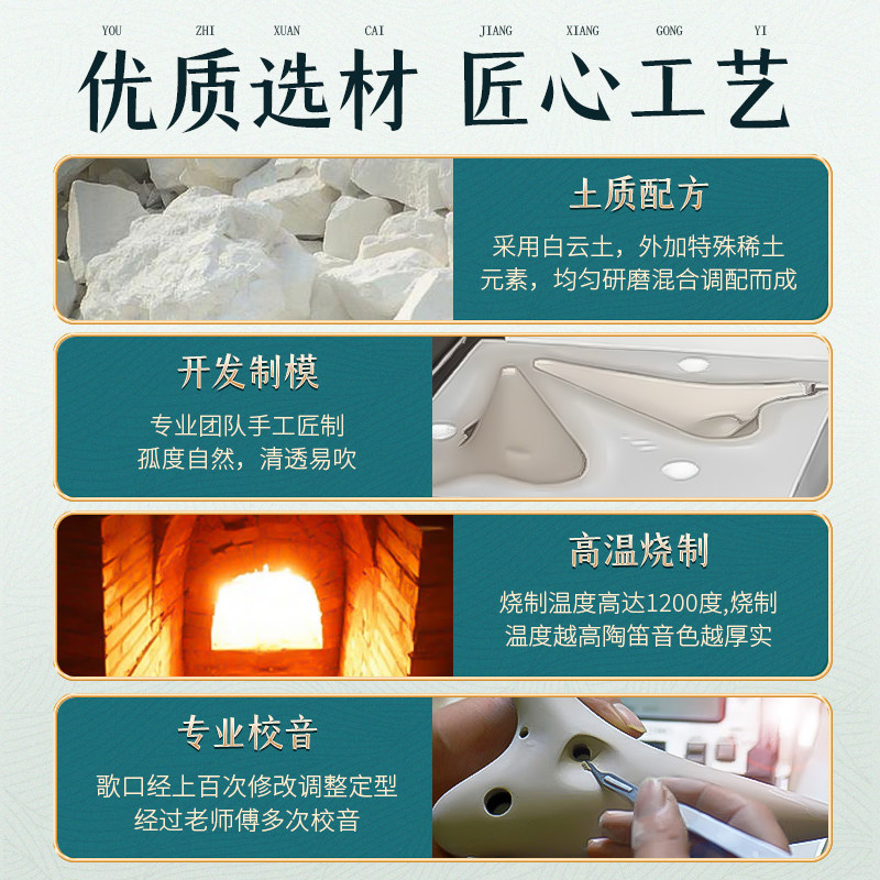 陶笛乐器12孔中音C调初学者儿童学生专用陶笛成人演奏级AC调陶埙