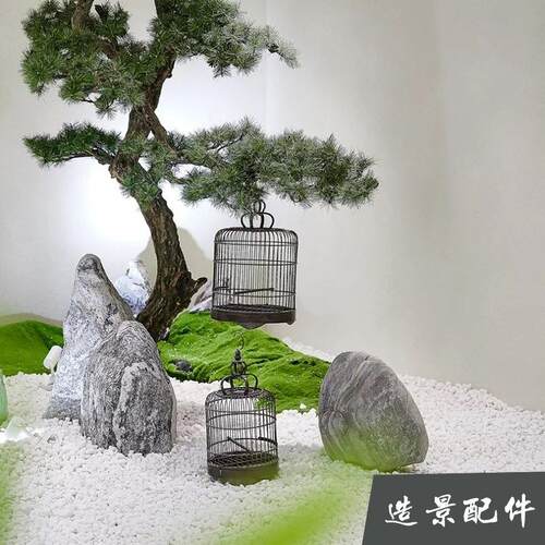 天然白石子装饰松树多肉花盆铺地园林枯山水白色小石头造景装饰