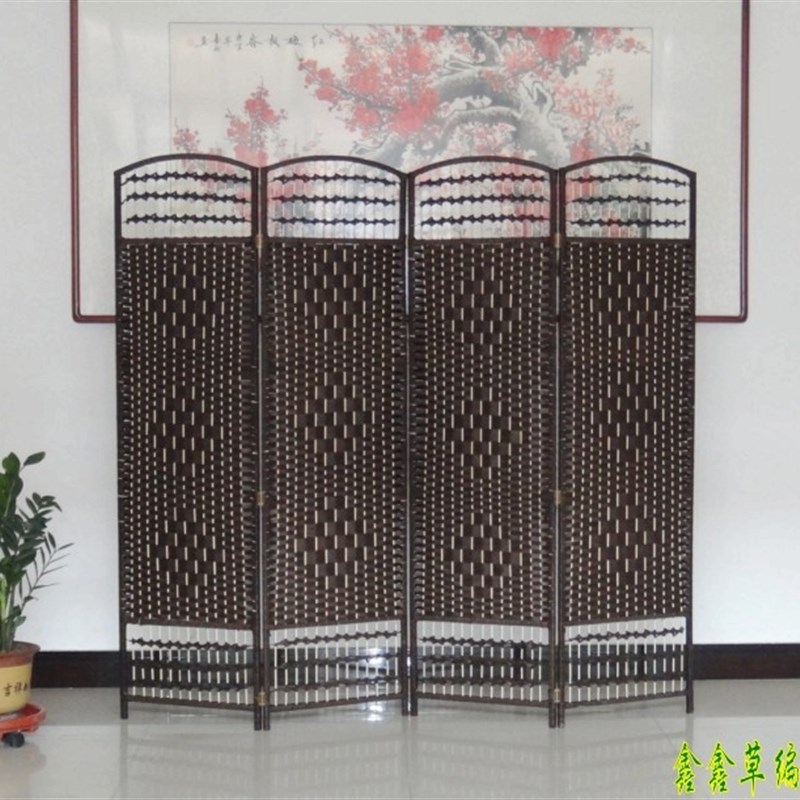 中式折叠草编屏风隔断时尚折屏客厅餐厅卧室移动遮挡简易玄关包邮