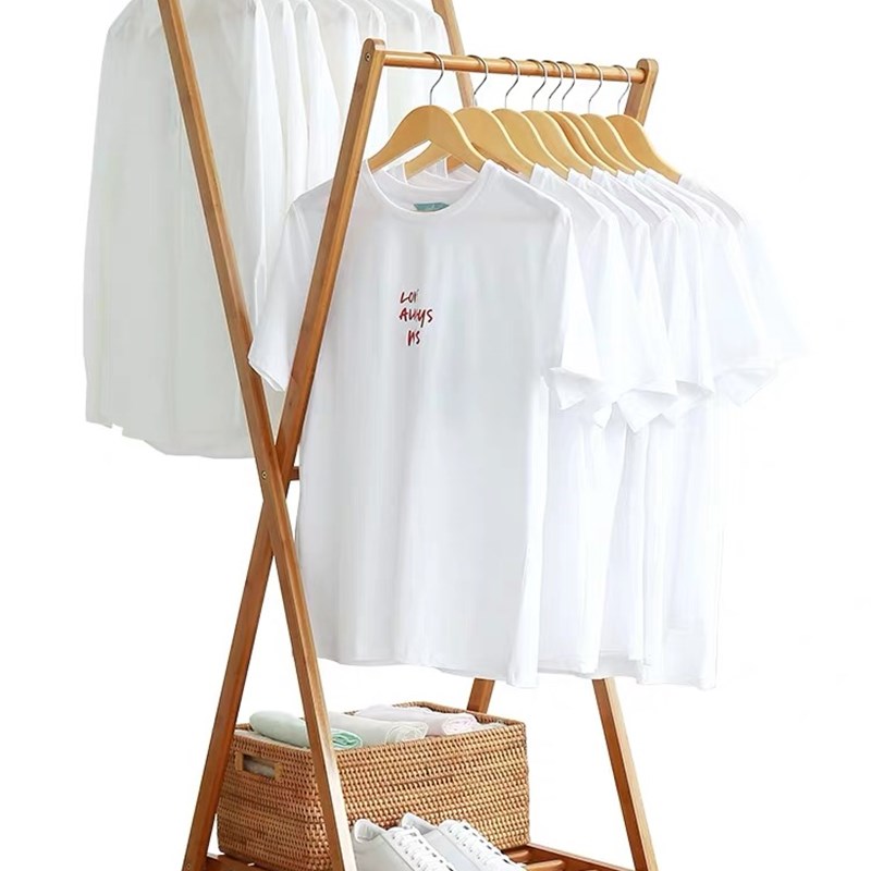 落地衣架简易卧室竹木衣服架家用立式衣帽架阳台欧式挂衣架晾衣架
