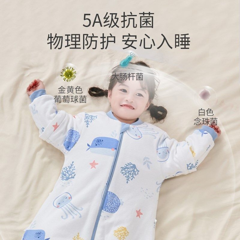 婴儿睡袋秋冬款恒温宝宝分腿睡袋加厚儿童防踢被神器温感四季通用